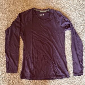 Smartwool Merino Wool Long Sleeve Base Layer Top – Plum (Size S)